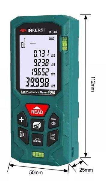 Лазерний далекомір INKERSI KE50 50 м, лазерна рулетка 25-12 фото