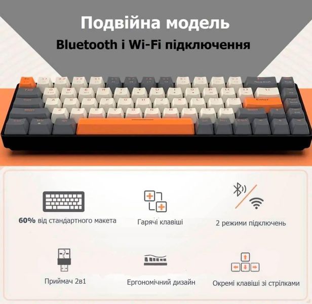 Беспроводная клавиатура ZIYOULANG K68 | 2.4G, Bluetooth | 68 клавиш 21-13 фото