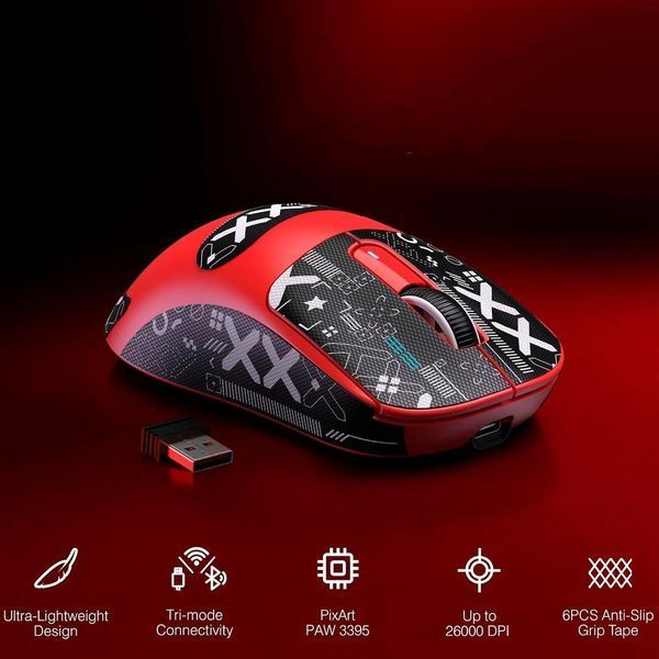 Бездротова мишка&nbsp;ATTACK SHARK X3 Red | PAW3395 | 26000 DPI | 65 годин на одному заряді 22-16 фото