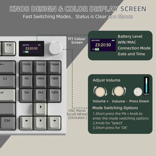 Клавіатура ATTACK Shark K86 Grey | RGB підсвітка | HotSwap 21-11 фото
