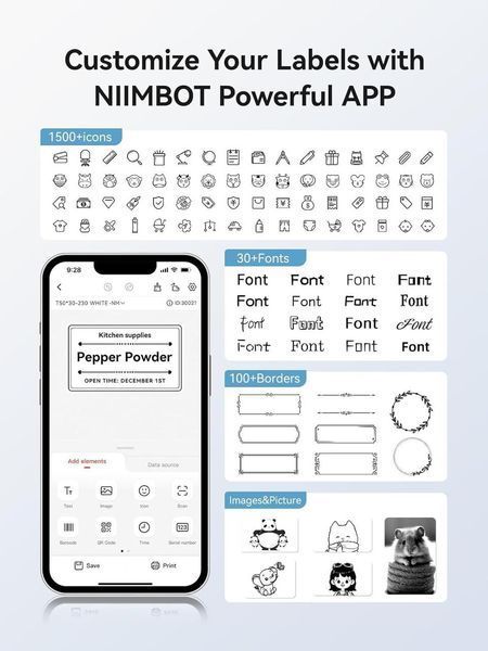 Принтер этикеток наклеек Niimbot B1, термопринтер 26-15 фото