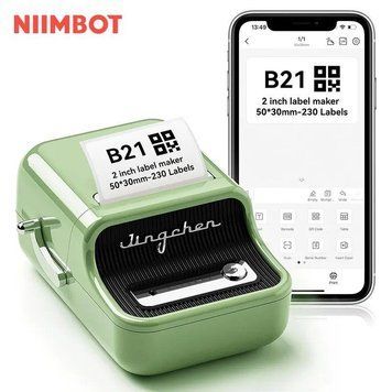 Принтер етикеток стікерів Niimbot B21 Green, термопринтер + рулон етикеток (230 шт) 26-13 фото