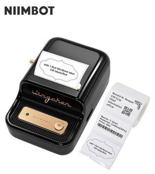 Принтер етикеток стікерів Niimbot B21 Black, термопринтер + рулон етикеток (230 шт) 26-16 фото