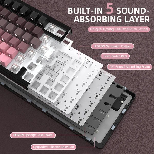ATTACK Shark X85 Pink бездротова клавіатура 75% | RGB підсвітка | бокове гравіювання 21-16 фото