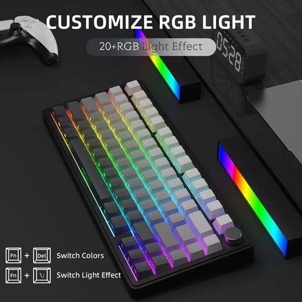 ATTACK Shark X85 Grey бездротова клавіатура 75% | RGB підсвітка | бокове гравіювання 21-18 фото