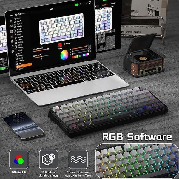 ATTACK Shark X85 Grey бездротова клавіатура 75% | RGB підсвітка | бокове гравіювання 21-18 фото