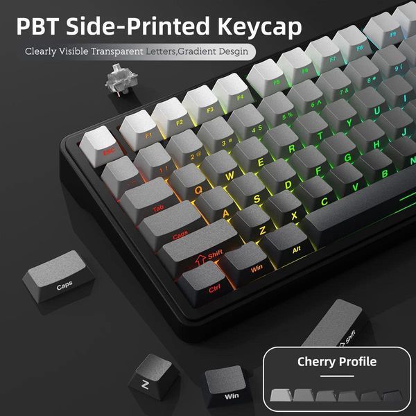 ATTACK Shark X85 Grey бездротова клавіатура 75% | RGB підсвітка | бокове гравіювання 21-18 фото