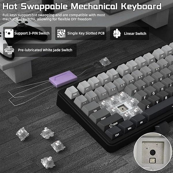 ATTACK Shark X85 Grey бездротова клавіатура 75% | RGB підсвітка | бокове гравіювання 21-18 фото