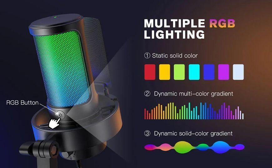 Микрофон Fifine AmpliGame A8 Black с RGB подсветкой 27-18 фото