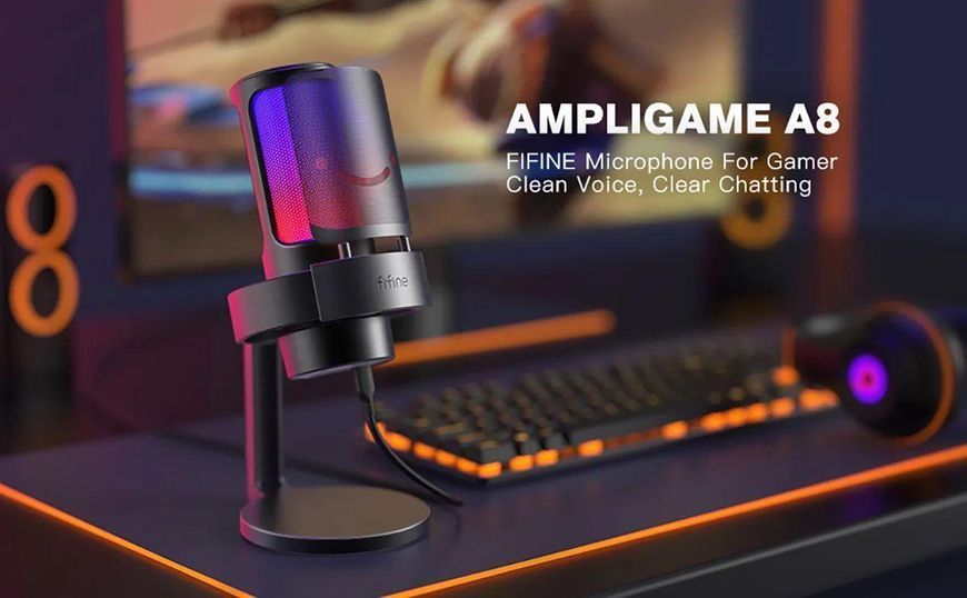 Микрофон Fifine AmpliGame A8 Black с RGB подсветкой 27-18 фото