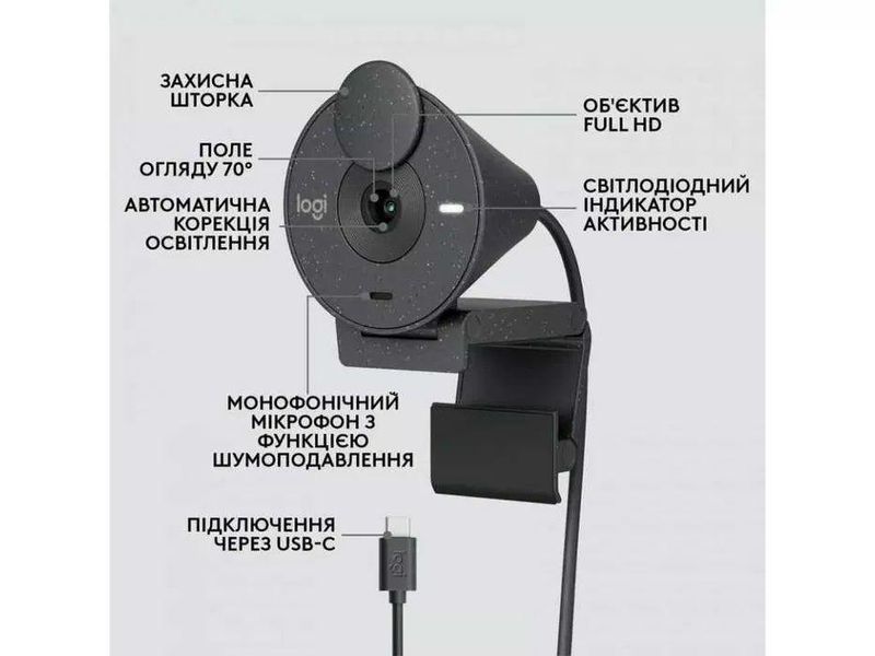 Вебкамера Logitech Brio 300 1080p Webcam 7-13 фото