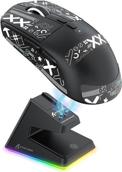 ATTACK SHARK X6 Black + Зарядна станція RGB | PAW3395 | 65 годин на одному заряді 22-33 фото